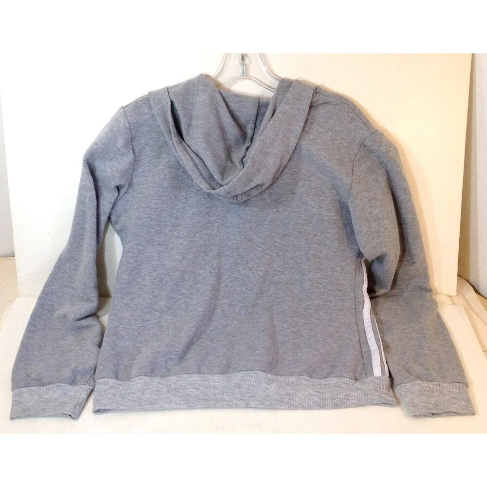 Adidas Hoodie Full Zip Sweatshirt Gray Youth Large 14/16 Soft Feel Pockets